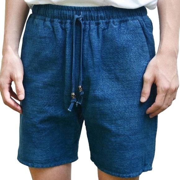 PHILIP HUANG Sky Indigo Isan Woven Shorts - Picture 1 of 11